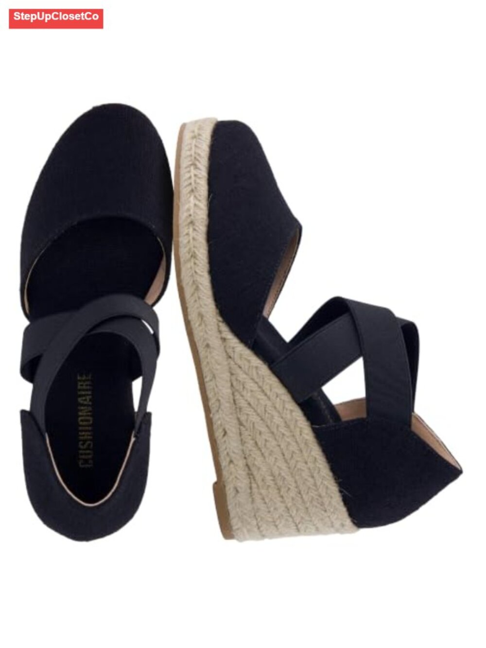 Wedge Espadrille Sandals - Slip On Closed Toe with Elastic Straps
